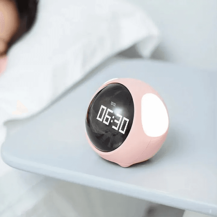 Cute Expression Multi Function LED Pixel Alarm Clock - Pink thumbnail 2