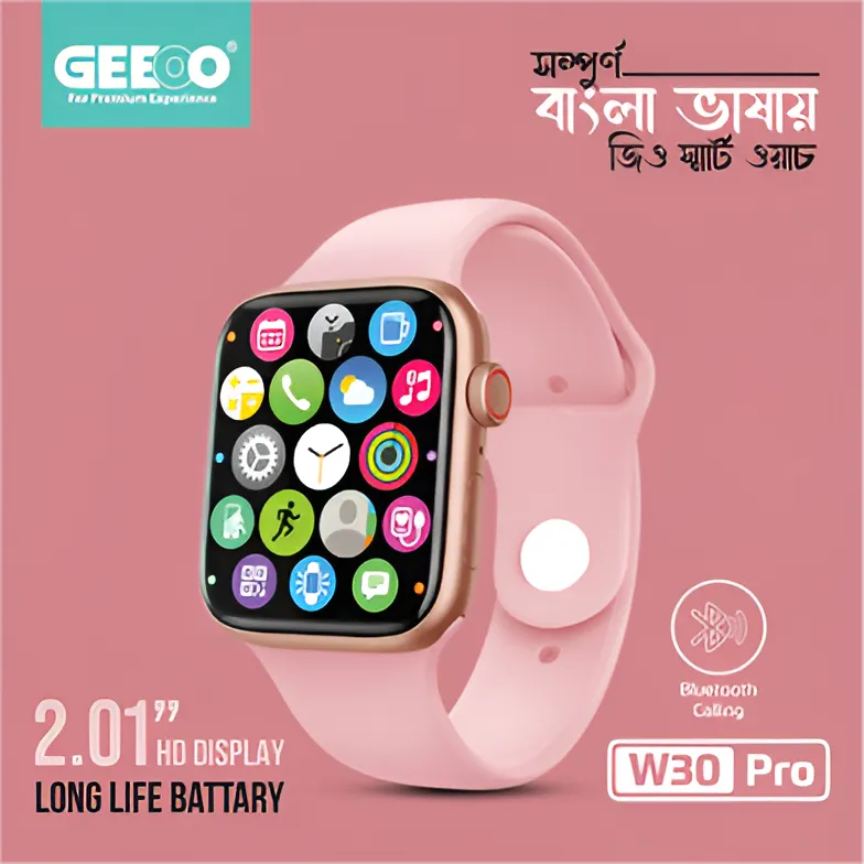 Geeoo W30 Pro Bluetooth Calling Smart watch - Pink thumbnail 2